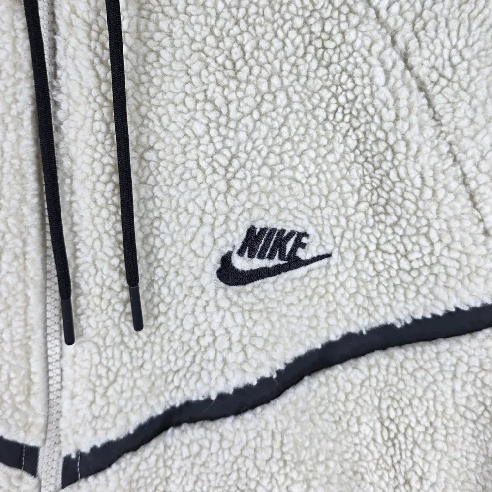 Nike Sportswear Tech Fleece Sherpa‎ ICON Hoodie Mens Large Cream Off-White Zip